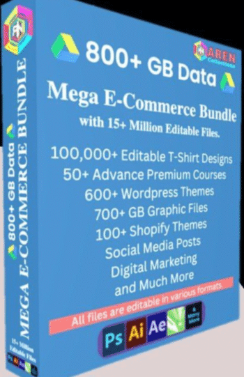 the biggest Mega e-commerce graphic design video editing and digital marketing bundle